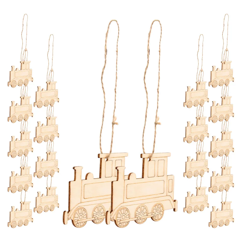 

Locomotive Decor Wooden Train Pendants Craft Decoration Set Unfinished Slices Shape Cutouts