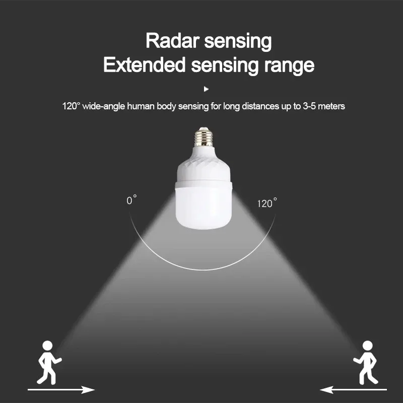 Daord Led Light Bulbs E27 Voice Control Light Motion Sensor Radar Emergency Lamp For Home Living Room Stair Corridors Warehouse
