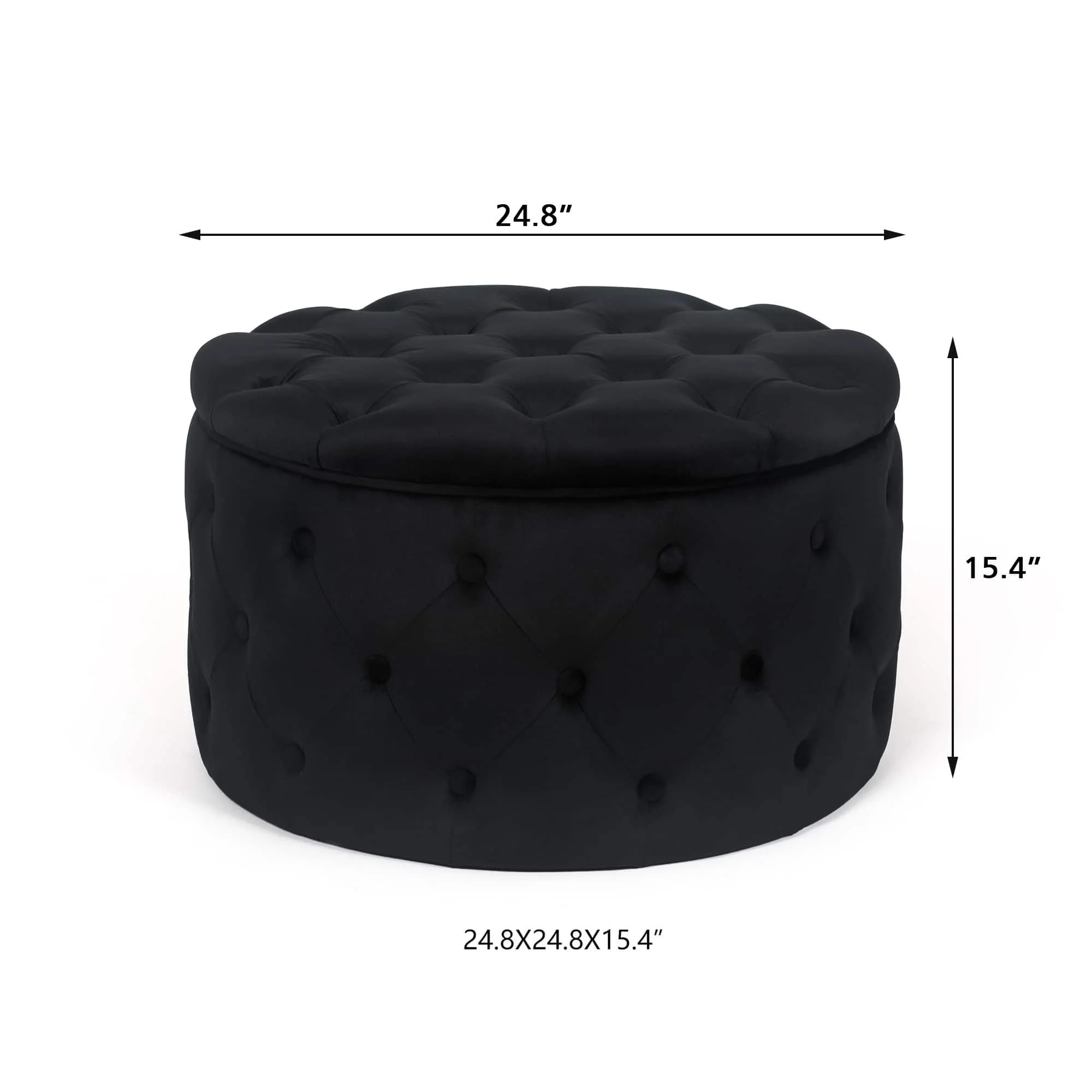 Round Velvet Button Tufted Storage Ottoman Footrest