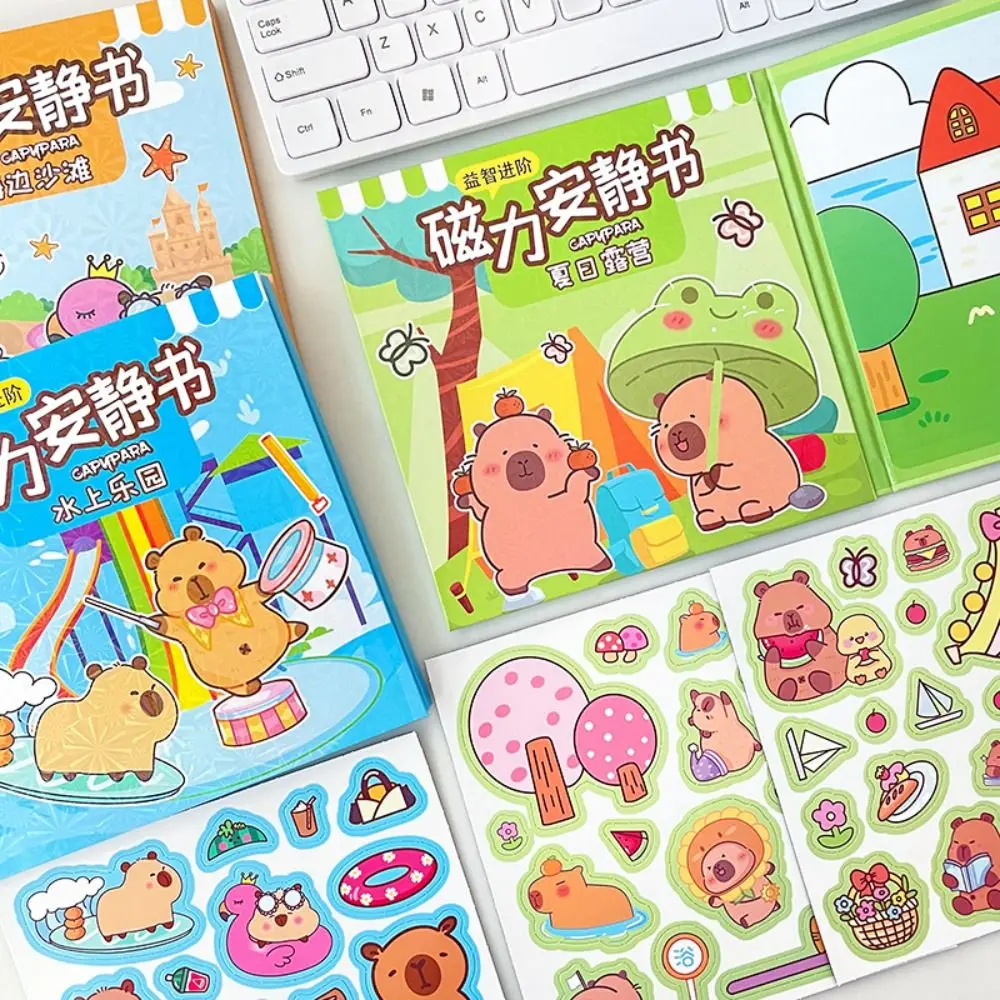 磁気カピバラの忙しい本、フリーカット、DIY資料、創造的な静かな本、漫画のステッカー