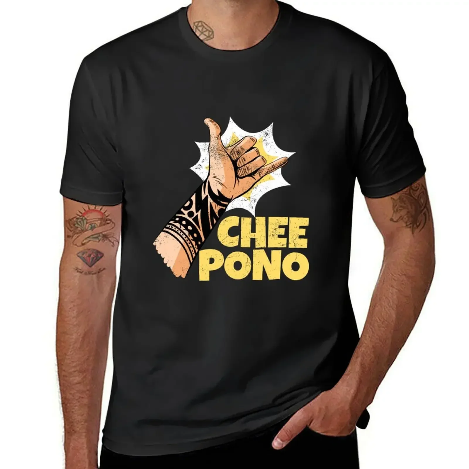 

Chee Pono: Hang Loose Shaka Sign T-Shirt boys whites tees Short sleeve tee Men's t-shirts