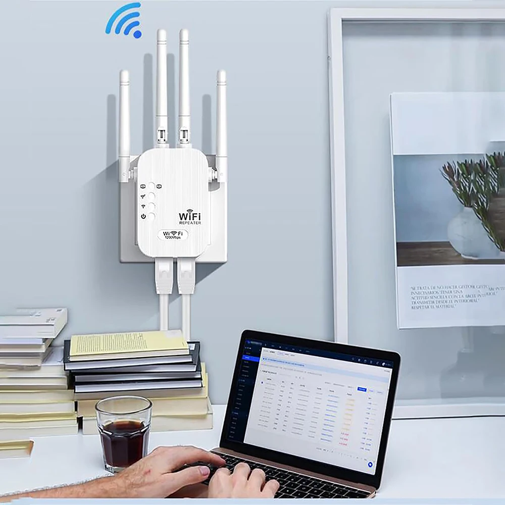 1200Mbps Wireless WiFi Repeater WIFI Extender WiFi Booster 300 Mbps 2.4G Network Amplifier Long Range Signal For Small Office