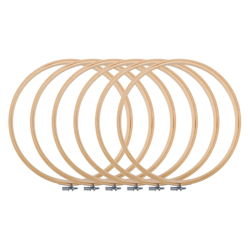 Cross stitch hoop 6 Pieces 10 Inch Embroidery Hoops Wooden Round Adjustable Bamboo Circle