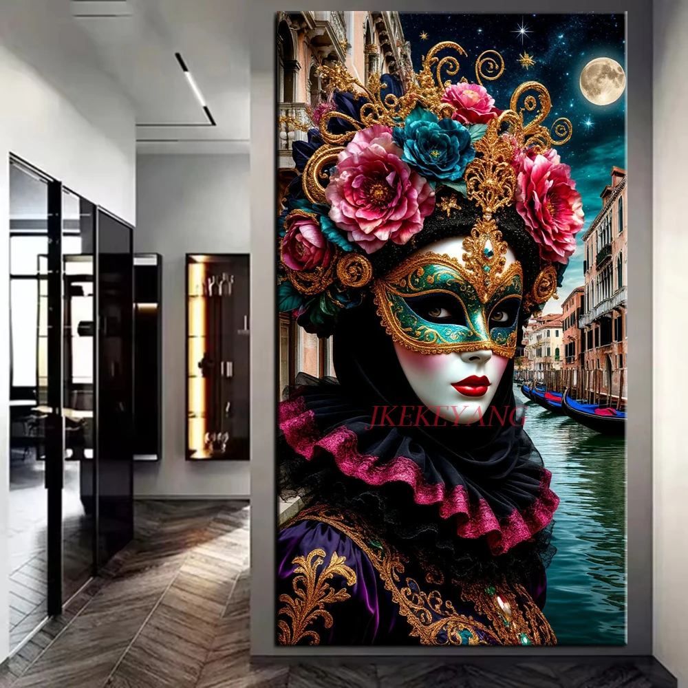 

Beautiful Venetian Masked Woman Picture DIY Diamond Painting Cross Stitch Full Drills Diamond Mosaic New Collection Home Decor
