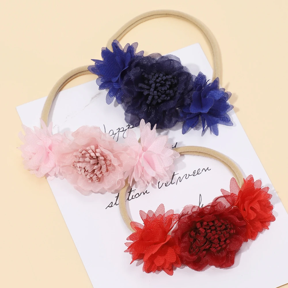 Baby Accessories For Newborn Toddler Kids Baby Girl Boy Hairband Nylon Exquisite Flower Head bands Solid Color Hair Accessories