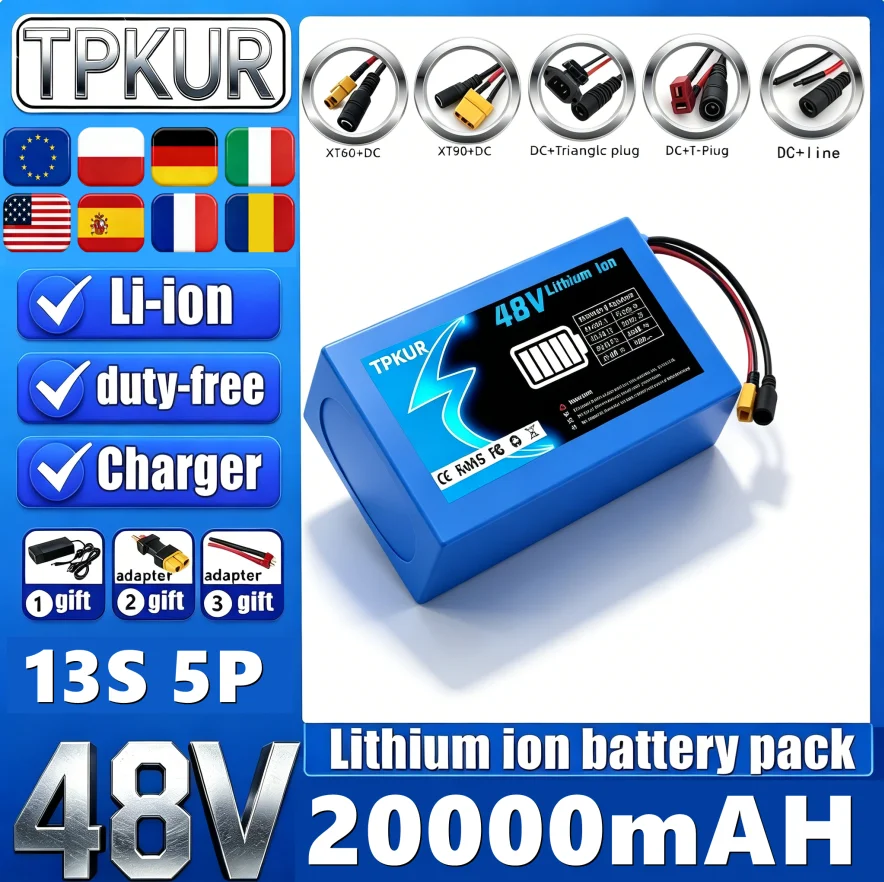 48V Mobility Battery Pack 18650 Cells 13 5P 20000mAh With BMS For Daily Commute Scooter+Fast charger