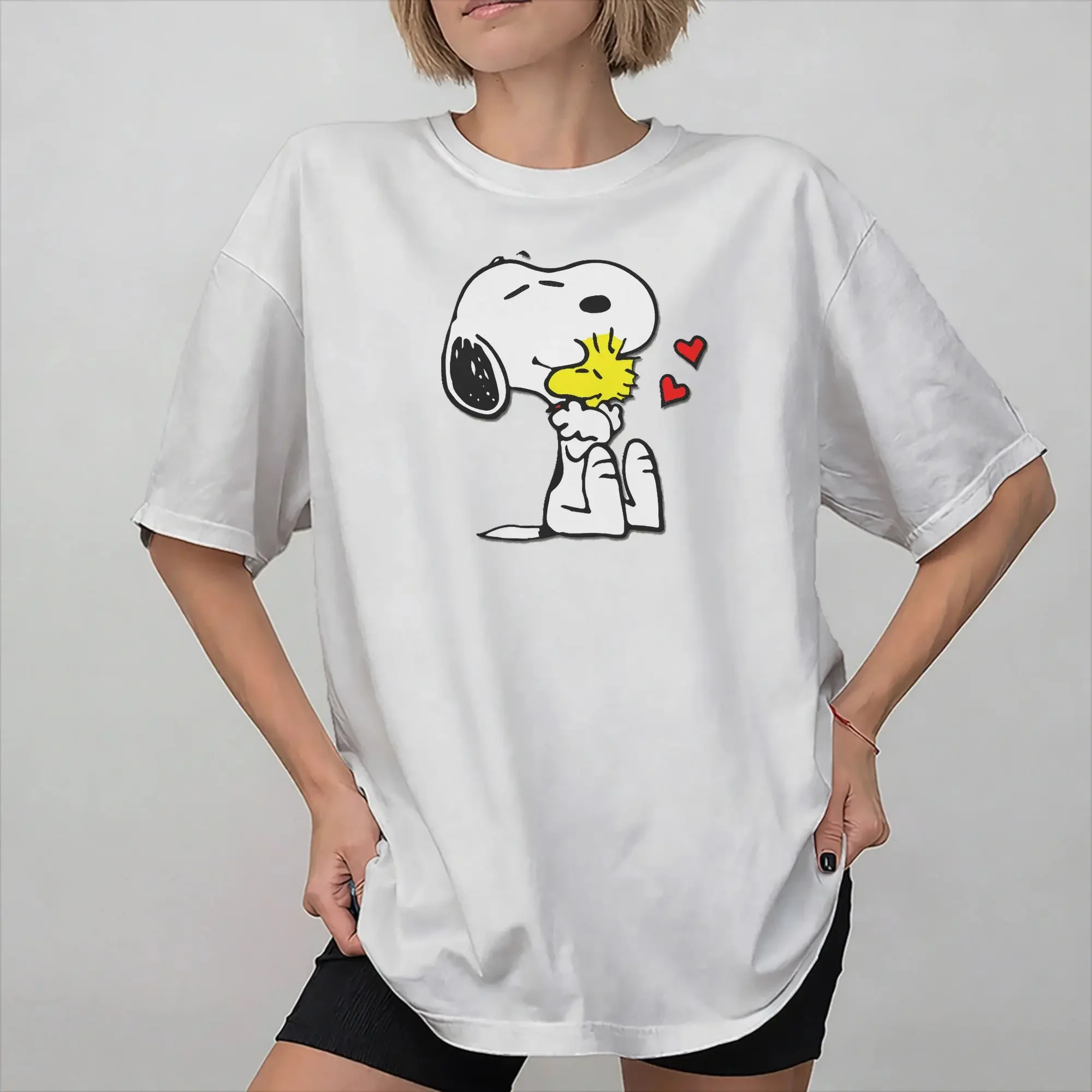 Snoopy Cartoon Dog T-Shirt All Seasons Unisex Kids Cotton Short Sleeve Tee Pure Cotton Clothing for Men Women High Quality