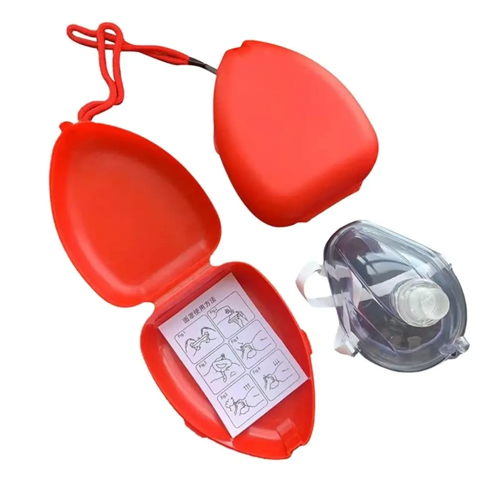 Reuseable CPR Breathing Mask One-way Valve Tools Breathing Mask Artificial Respiration Mask Red Professional Cpr Rescue