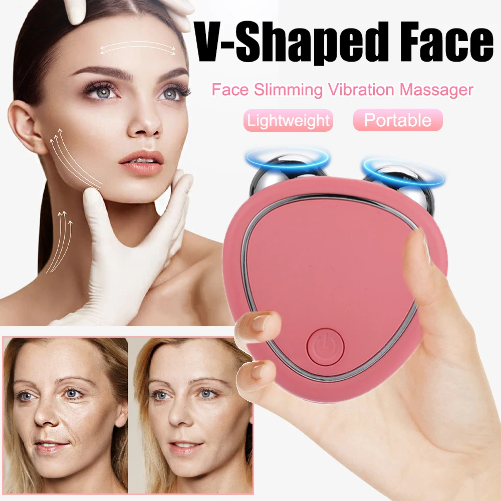 EMS Face Lifter V-Shaped Microcurrent Roller Anti-Wrinkle Face Slimming Vibration Massager Facial Beauty Instrument Portable