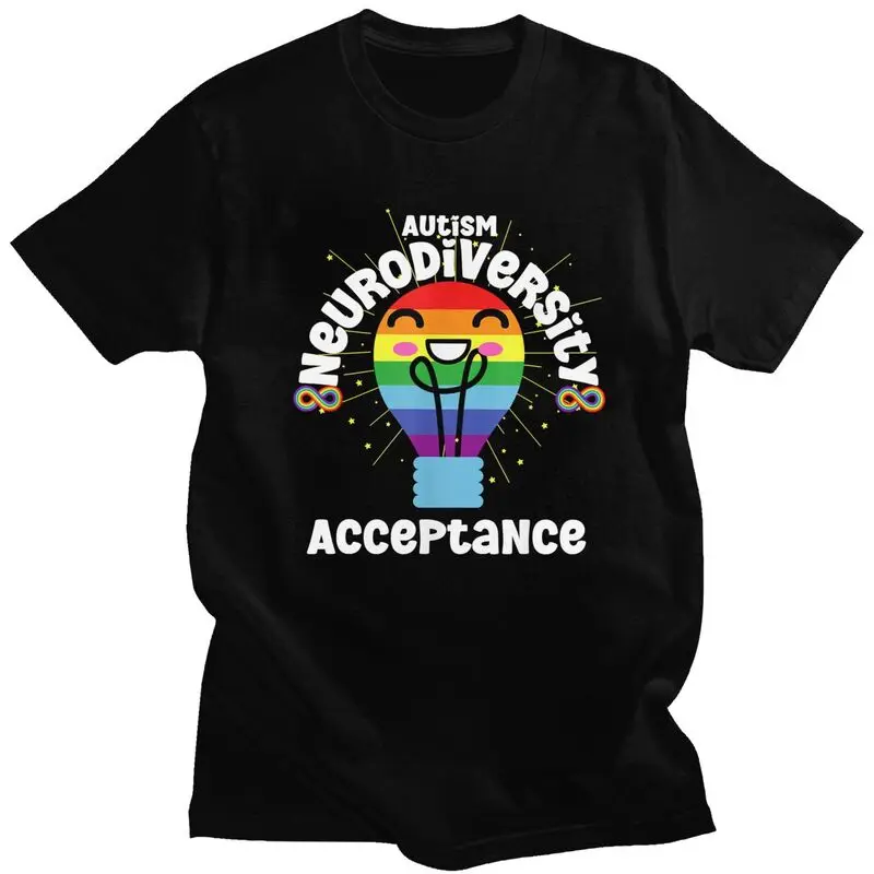 Acceptance Autism Awareness Quotes Tshirt Short Sleeves Fashion Casual Graphic Clothing Loose Oversized 100% Cotton Tee Tops