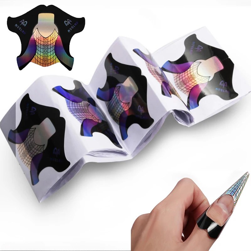300Pcs Nail Art UV Gel Tips Extension Builder Form Acrylic French Nails Tips Extension Stencil Guide Stickers For Manicure Tools