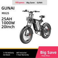 GUNAI MX25 Adult Electric Bicycle 1000W E-Mountain ebike 48V25AH Battery 20*4 Inch Tire Electric Bike