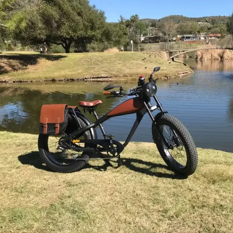Cafe Racer Electric Bike 26x4.0 Fat Tire 7 Speed Vintage Style Adult Ebike