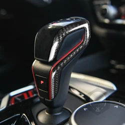 Real Dry Carbon Fiber Automatic Shift Gear Knob Trim Cover Car Retrofitting Accessories For BMW F90 M5 F97 X3M F98 X4M 2019-2023