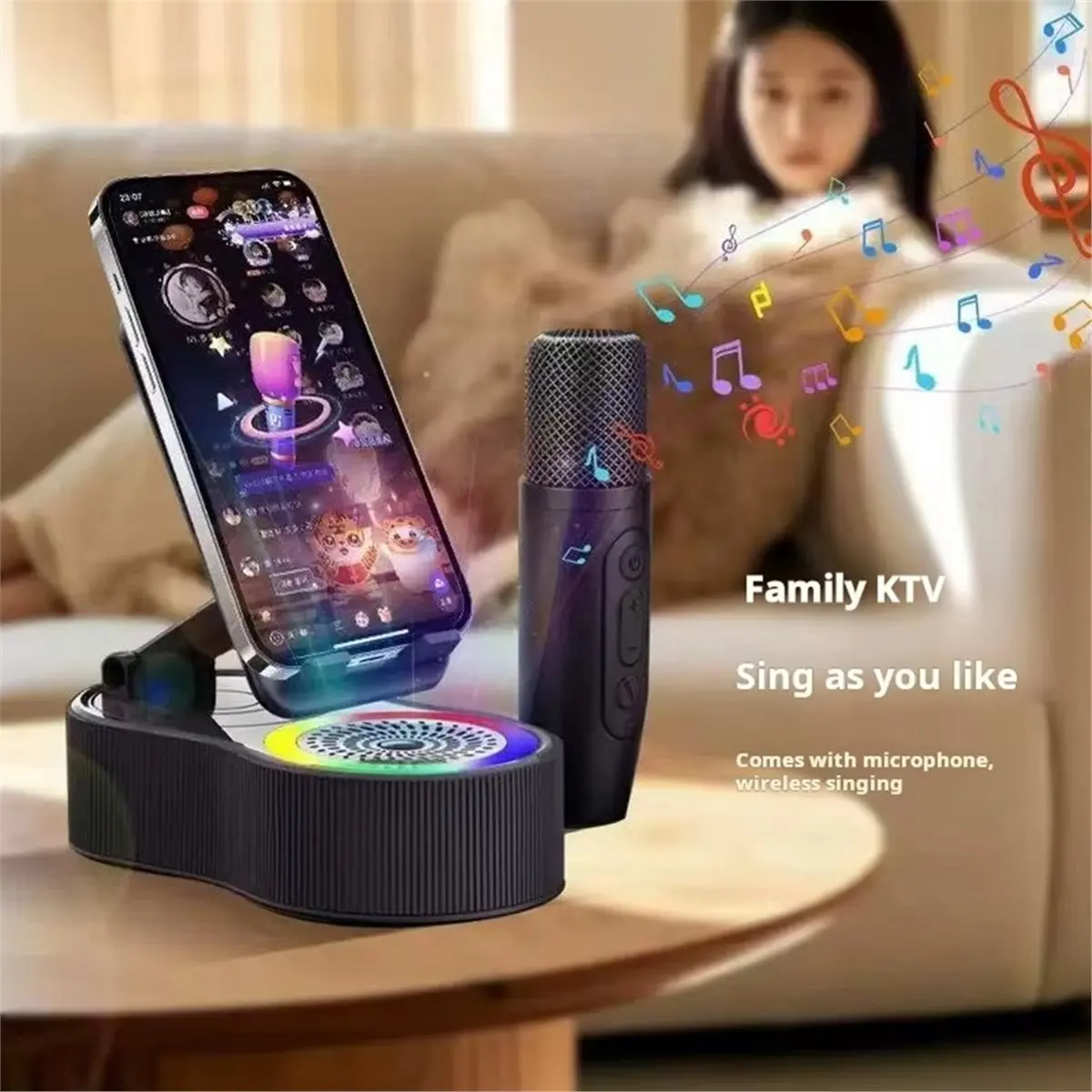 

【КУПИТЬ СЕЙЧА】подставка для телефона с зарядкой Treasure Bluetooth-динамик Настольный живой динамик с RGB-подсветкой Мини-портативный