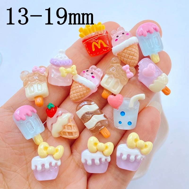 20pcs Resin Mini Cartoon ice cream bunny bottle popsicle Nail Flatback Rhinestone Applique DIY Wedding Scrapbook Decor Craft