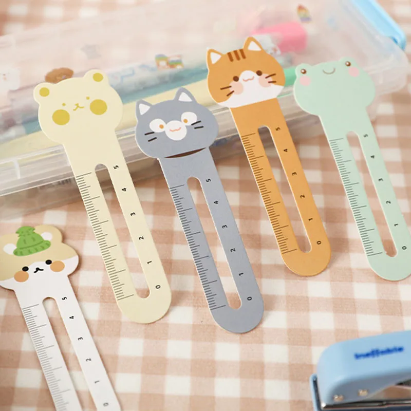 Cute Animal Paper Bookmark Straight Ruler School Stationery Materials 1 Set 30 pieces