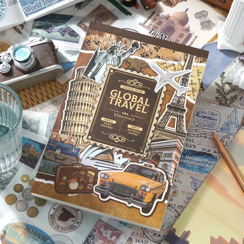 50pcs Travel-Themed Stickers - Vibrant Scrapbooking & Diary Decoration Accessories with Iconic Landmarks, Vibrant Designs