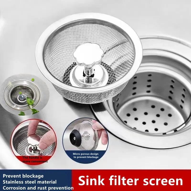 

Kitchen Sink Stainless Steel Filter Sewer Mesh Strainers Replacement Drain Basket Bathroom Floor Drain Hair Waste Filter