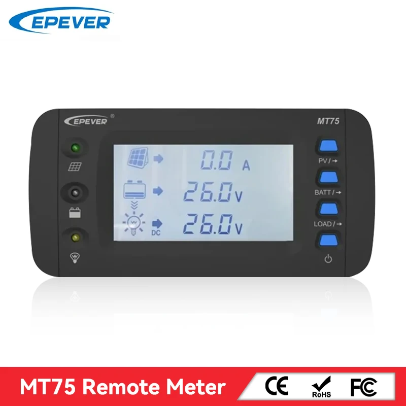 

ECGSOLAX MT75 New Generation Remote Meter Display For EPEVER MPPT Solar Charge Controller Tracer-AN Series MT75 Remote Meter