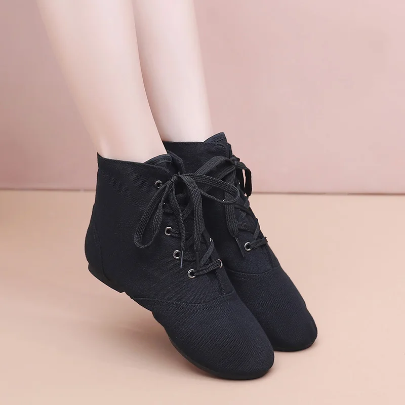 Women's Practice Dance Shoes Dance Sneakers Jazz Dance High-top Adult Children's Ballet Shoes  Canvas Jazz Boots Soft-soled Danc