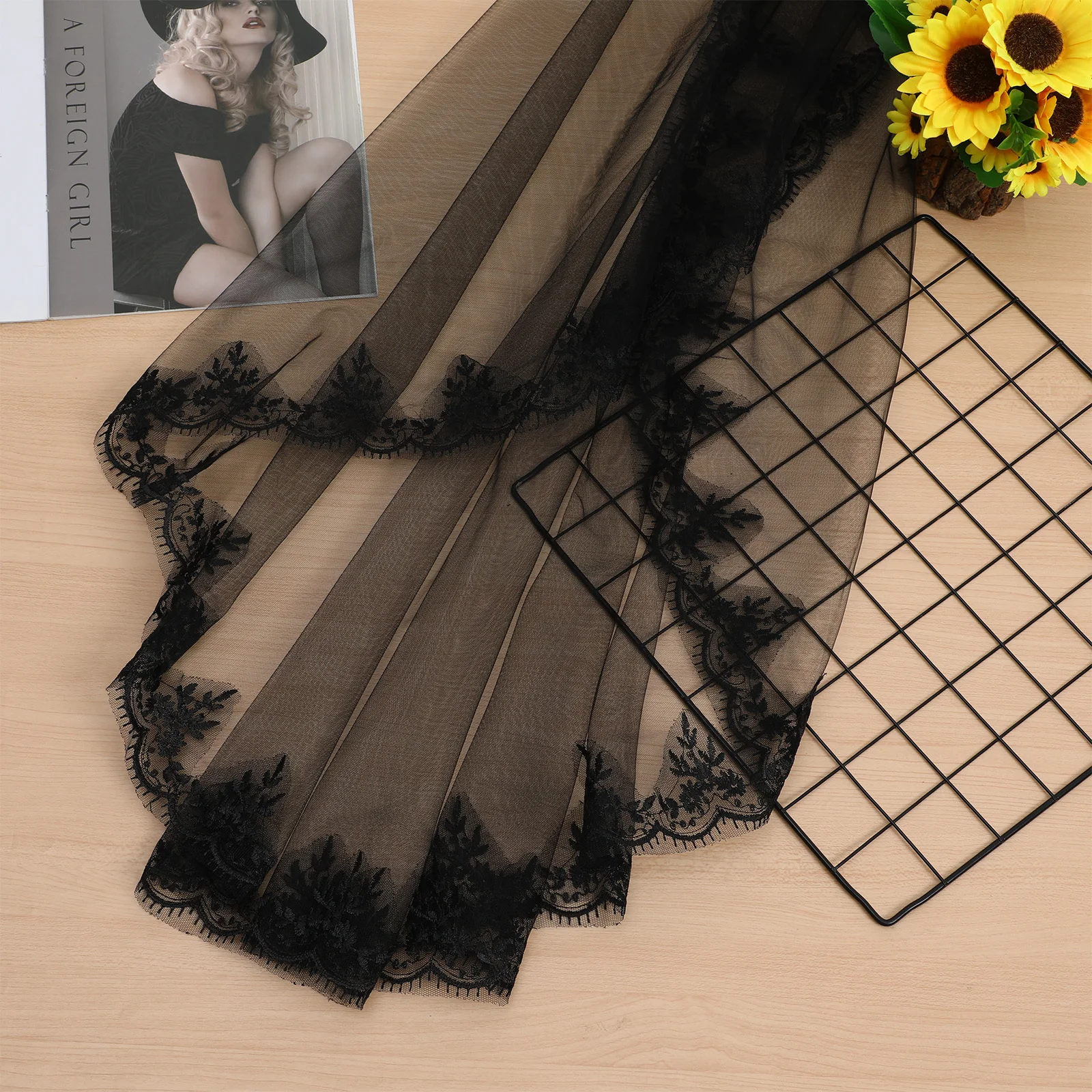 

Кружевная вуаль для лица, повязка на голову, черная свадебная вуаль на Хэллоуин для невесты, маскарада, вечеринки, косплей, аксессуар для похоронной фотографии