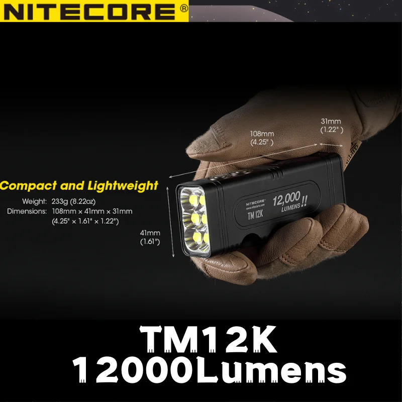 NITECORE TM12K USB-C oplaadbare zaklamp 12000 lumen Draagbare zaklamp Ingebouwde batterij