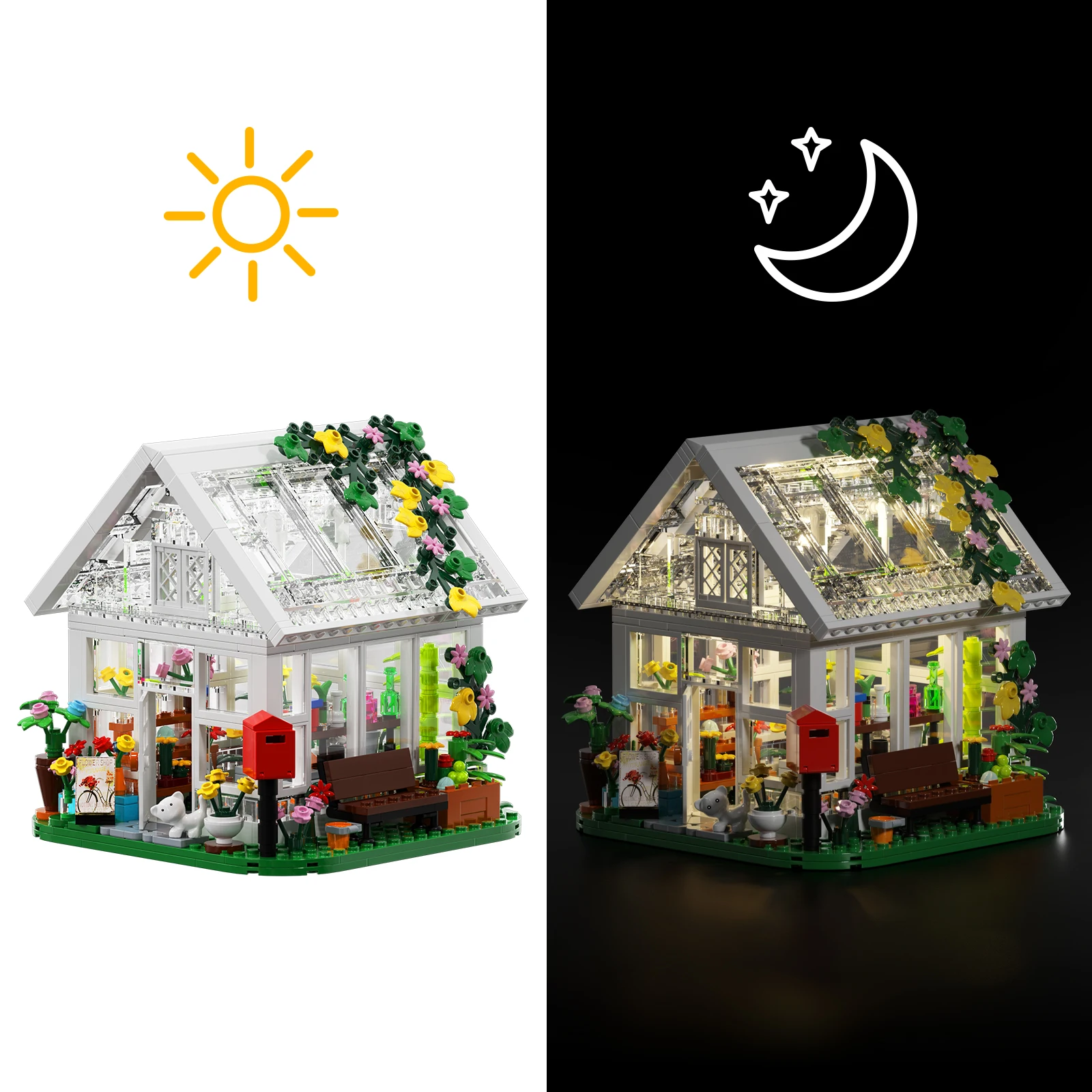 Blumen haus Gebäude Set Architektur Baustein mit LED-Licht setzt Kreativität Haus Spielzeug Ziegel Mädchen Geschenk 597pcs