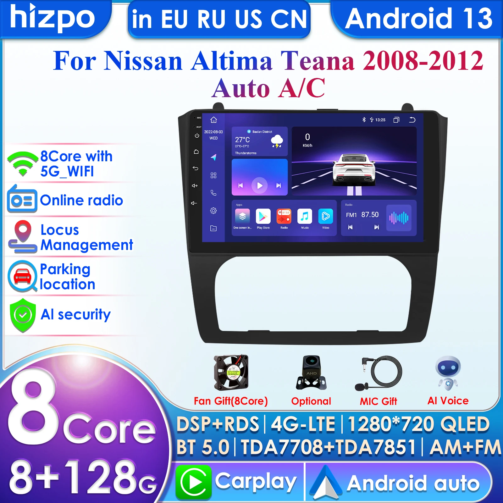 

Carplay 4G-LTE Radio 2 Din Android 12 Car Multimedia Player for Nissan Altima Teana GPS Navigation WIFI DSP 9'' 2din AutoRadio