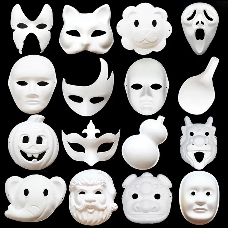 DIY papierowe białe maski tworzą artystyczne rękodzieło z teatru i kostiumów na Halloween Party Masquerade Kids Painting Toy