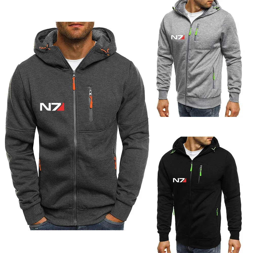 N7 Mass Effect 2024 Men's New Winter Hoodies Slim Fit Hooded Sweatshirts Cotton Printing Keep Warmer Coats Jacket Zipper Up Tops