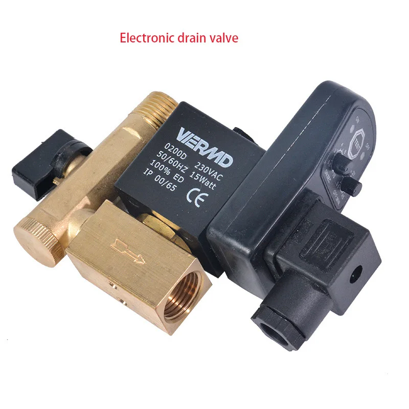 Brass Connected Electronic Timer High Pressure Air Compressor Cold Dry Electromechanical Magnetic Valve 220V Electronic Drainer