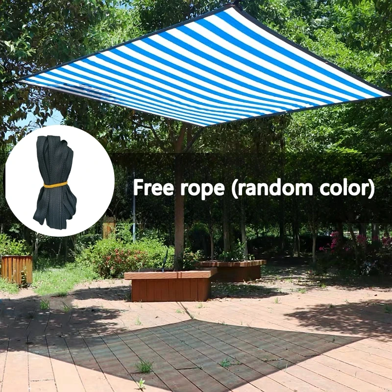 Dark Green-White and Blue Stripe Garden Shade Fabric Sunshade Sun Canopy Car Greenhouse Swimming Pool Cover Shed 90% Shading