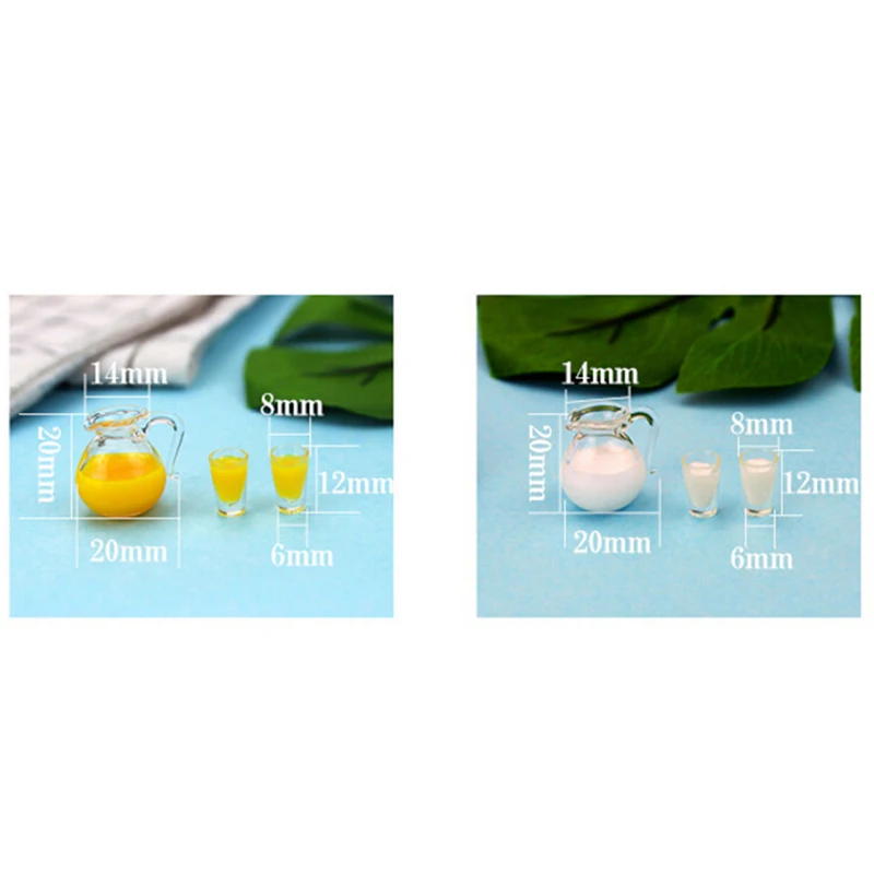 Jouets pour maison de poupée, pichet Miniature pour jus/lait, accessoire de cuisine Miniature, 1/12