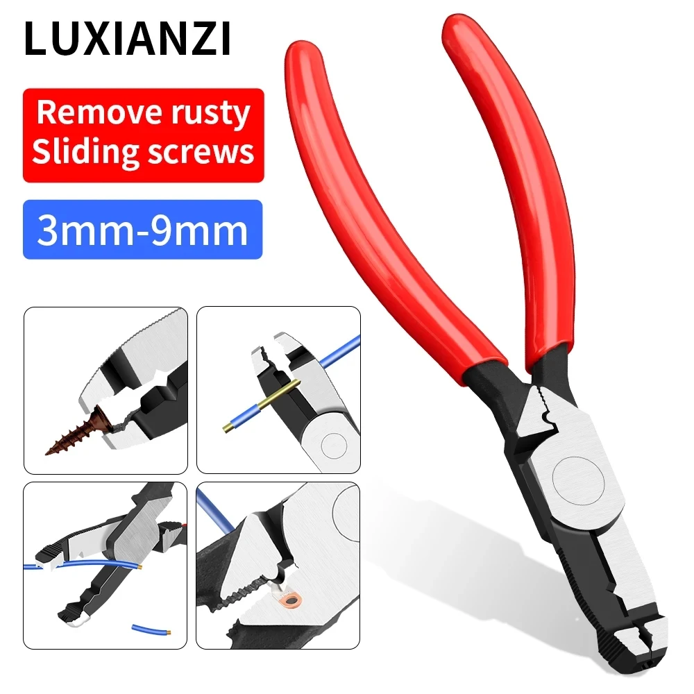 LUXIANZI Screw Removal Pliers NonSlip Gripping Extractor For Extracting Damaged Stuck Screw Multifunction Cutting Stripping Tool