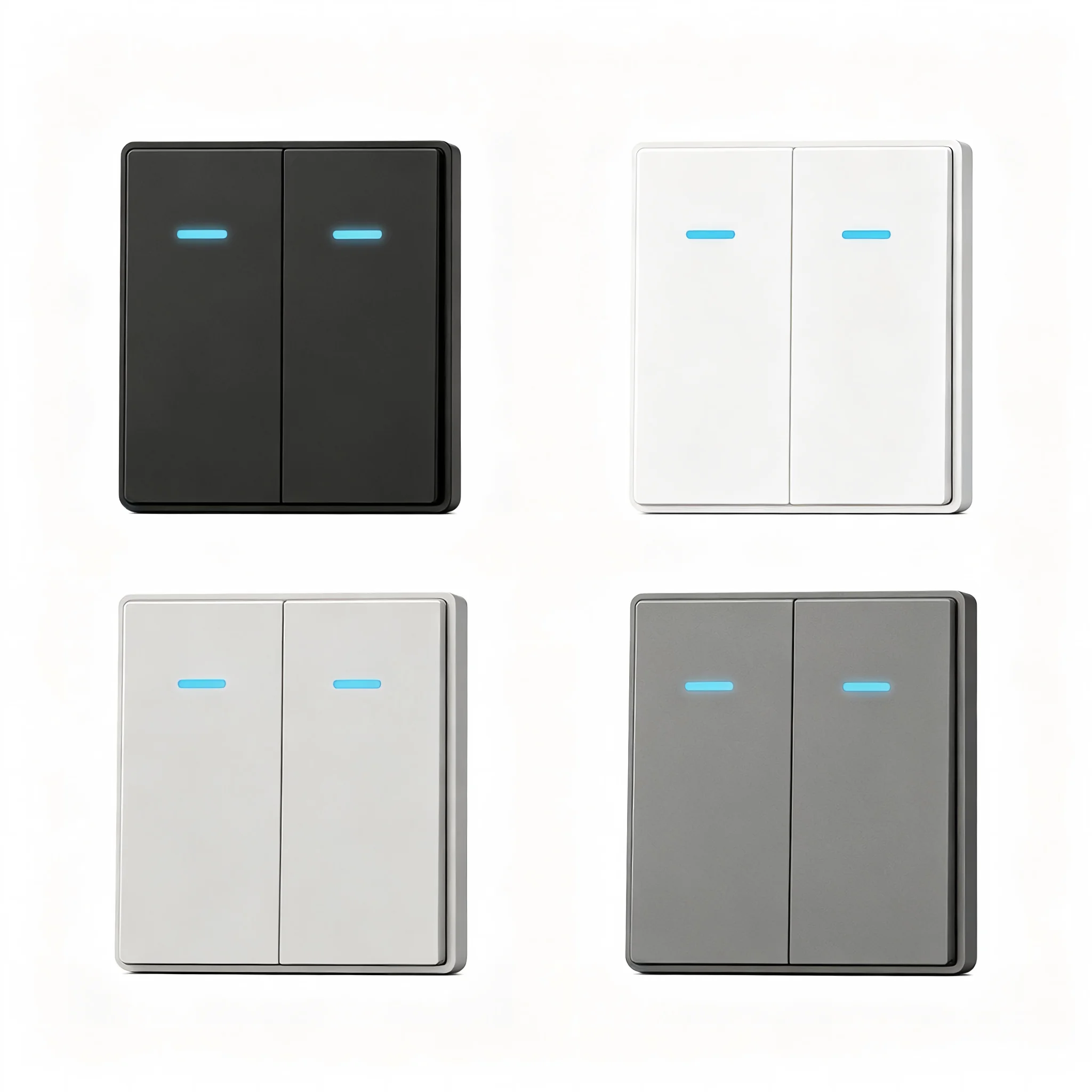 Flame retardant PC Plate 2 Gang Wall Switch 10A 250V EU Standard Double Light Switch