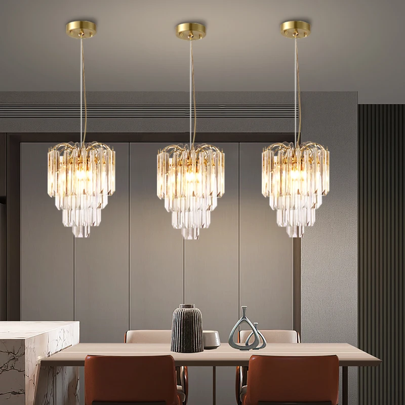 

Nordic Crystal LED Pendant Lights for Living Dining Room Kitchen Food Tables Bedroom Chandelier Home Decor Hanging Light Fixture