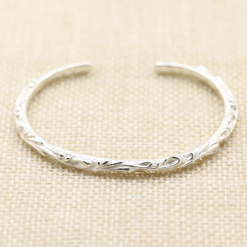 

Fashion Silver Jewelry Retro Silver Tang Grass Vine Personalized Open Bracelet Male Sterling Silver Female Fine Pure Silver Brac