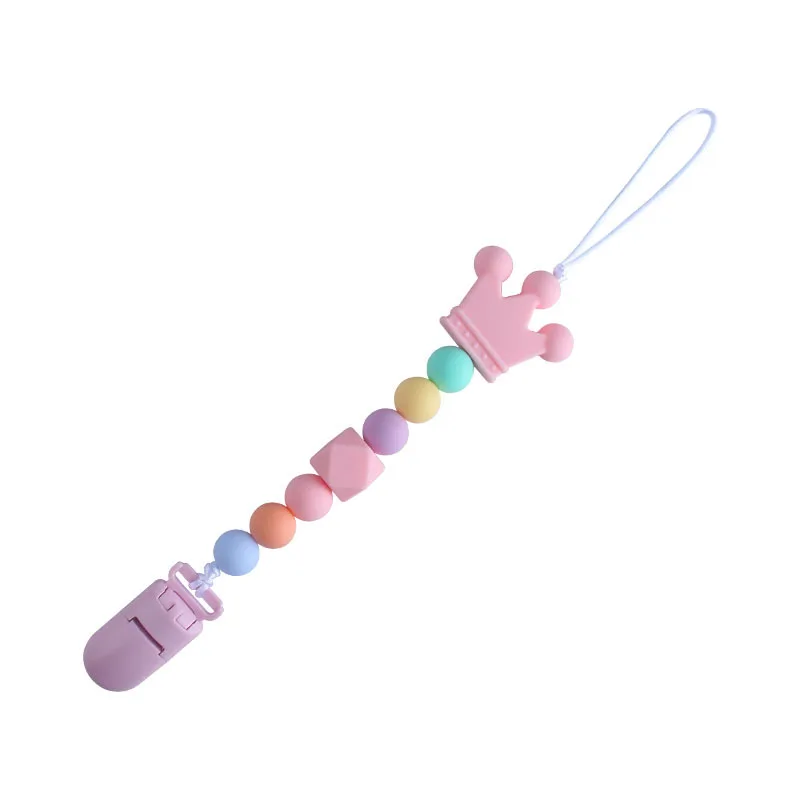 Infant Anti-Drop Chain Silicone Beads Beechwood Baby Teether Appease Soother Pacifier Holder  Pacifier Clip  Dummy Holder