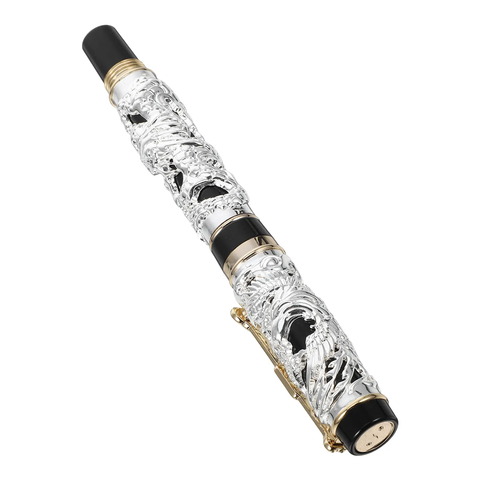 metal-fountain-pen-dragon-phoenix-zinc-alloy-vintage-dragon-texture-carving-smooth-writing-calligraphy-drawing-signing-chinese