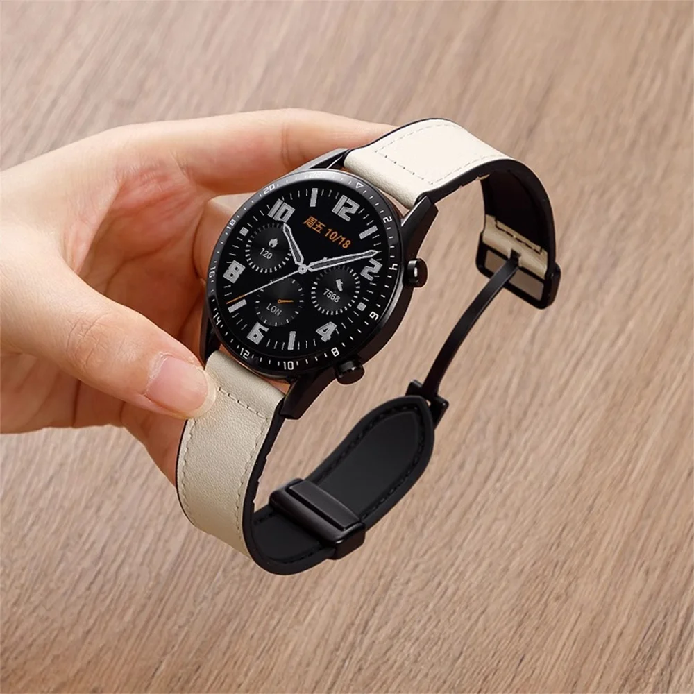 Leder-Silikonarmband für Samsung Galaxy Watch Band 7 6 5 4 40 mm/44 mm, magnetisches Armband für Watch 6 Classic 43 mm 47 mm 20 mm 22 mm – Detail 5