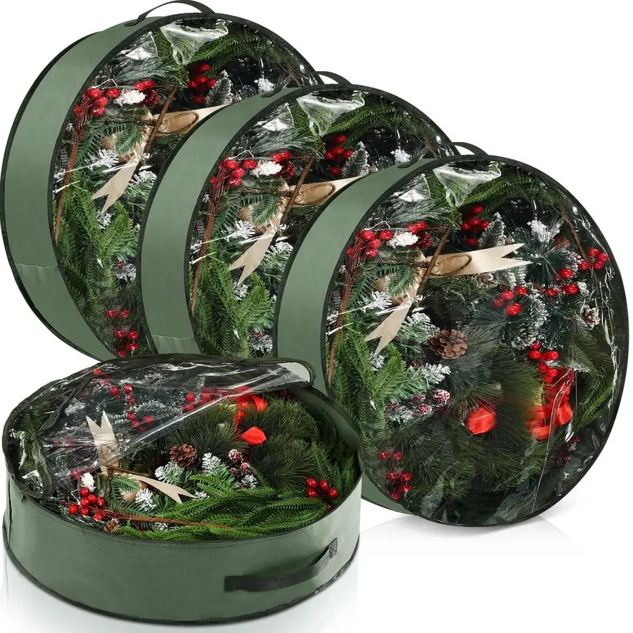 

4 Pack Wreath Storage Container, 30 Inch Christmas Wreath Storage Box with Clear Window and Handles Upgrade Oxford Cloth Garland