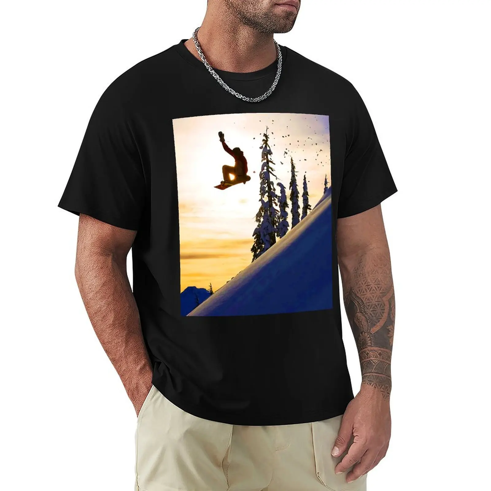 Snowboard Jump T-Shirt Anti-Pilling Casual T-Shirt