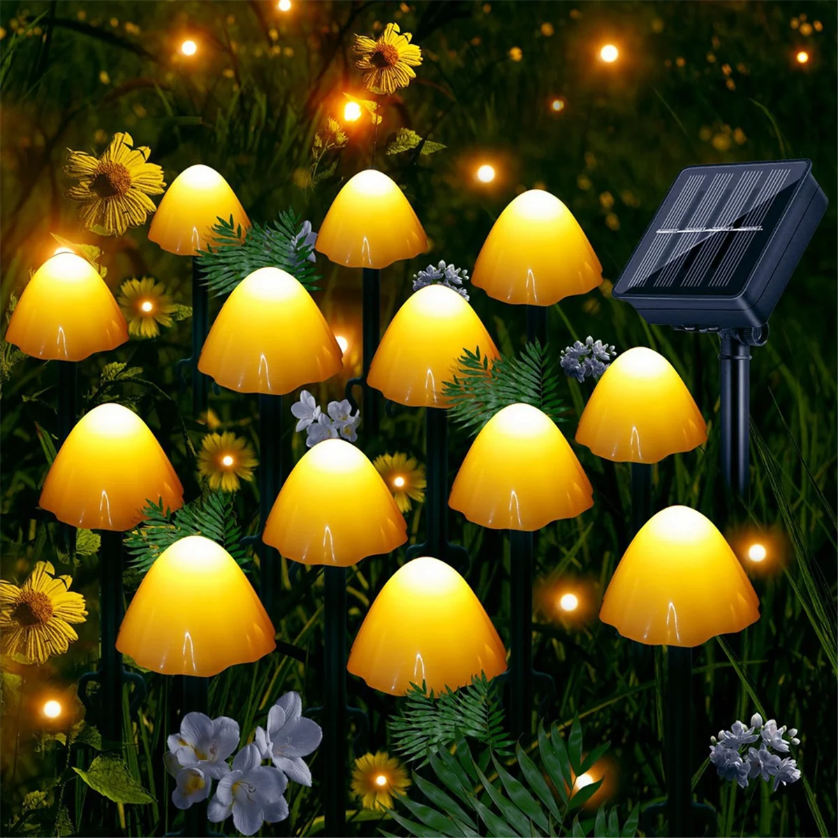 Outdoor Solar Garden Lights Set of 30 Mini Solar Mushroom Light Outdoor Mushroom Shaped Pathway Landscape Lights