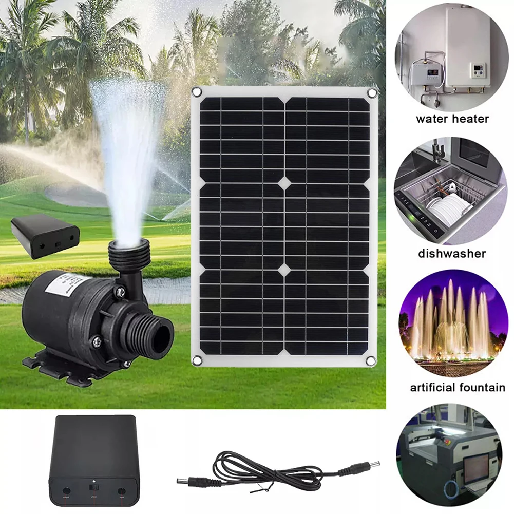 Energy Fountain Pump 7.7*4.2*6.5cm Brushless Water Pump 800L H Flow Rate Low Noise Operation 20W Solar Panel