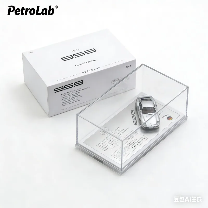 

PetroLab 1:64 959 Bill Gates Silver Die-Cast Simulation Static Resin Car Model, Boys' Toy Collection Decoration Item.