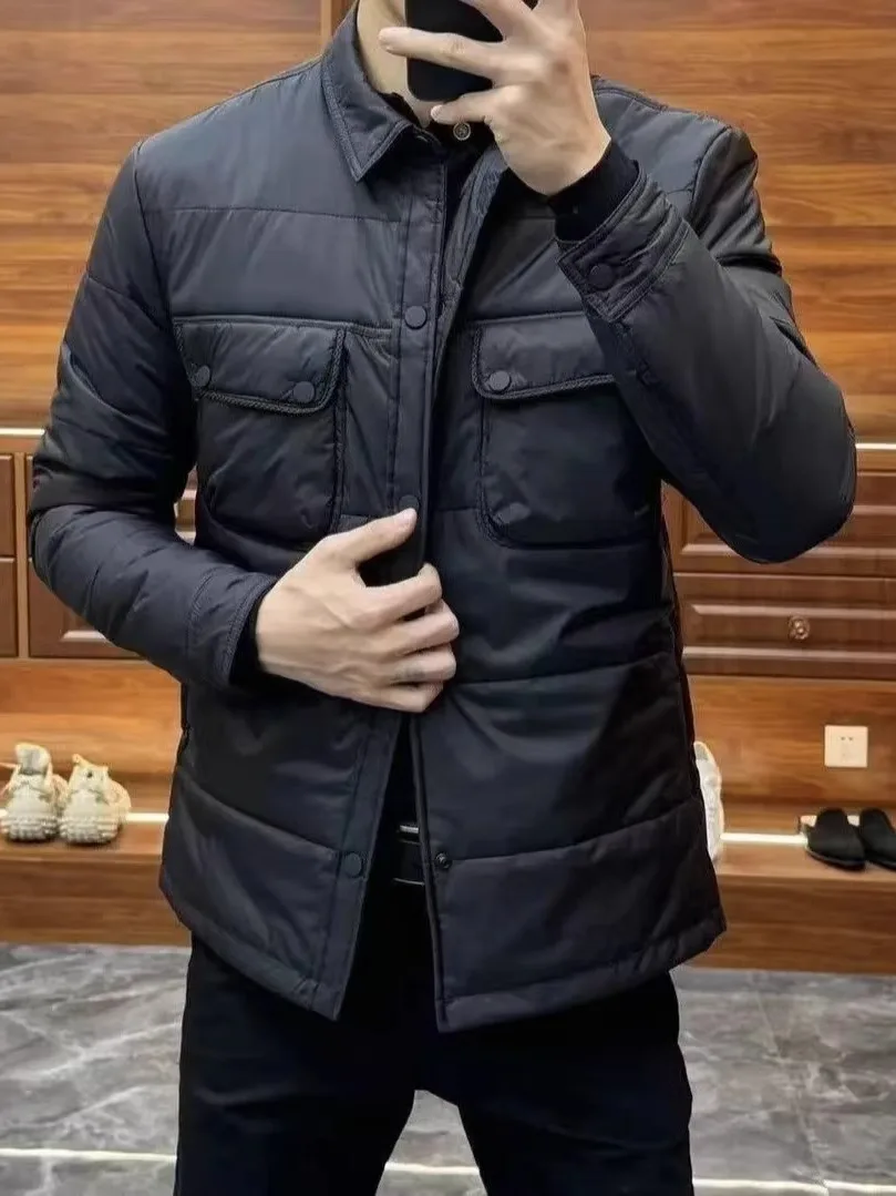 

Высококачественная модная мужская куртка с воротником, осенне-зимняя, деловая, универсальная, стильная, крутая, европейские товары