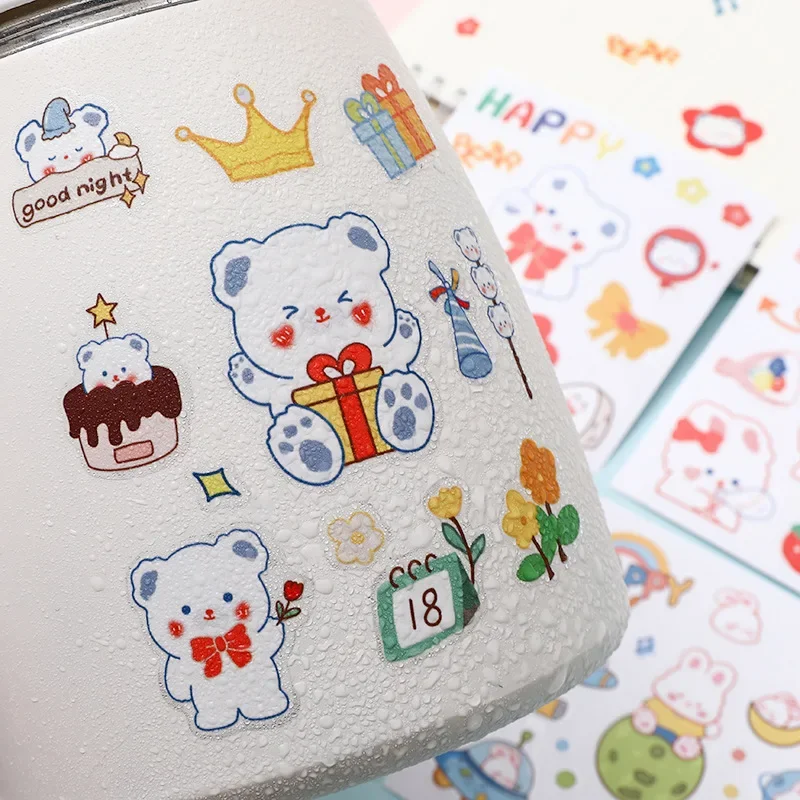 1 Sheet Cute Cartoon Patterns PVC Stickers Waterproof Colorful Phone Water Bottle Decor Scrapbook Decor DIY Notebook Decoration image 3