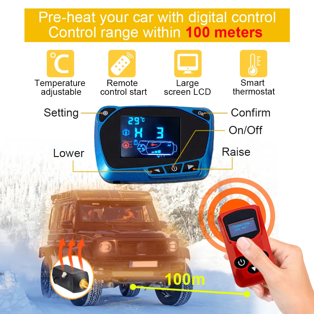 5KW-8KW Car Diesel Heater Kits 12V 24V Remote Control All In One For Parking Air Heater For RV Trailer Camper Heating Parts