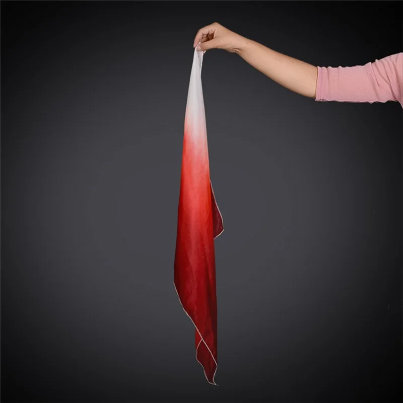 

Красная полукруглая вуаль с двойным веером, шелковая женская вуаль для народного танца, 1 пара, 2-слойная светлая шелковая танцевальная вуаль, ручная краска (1L + 1R)